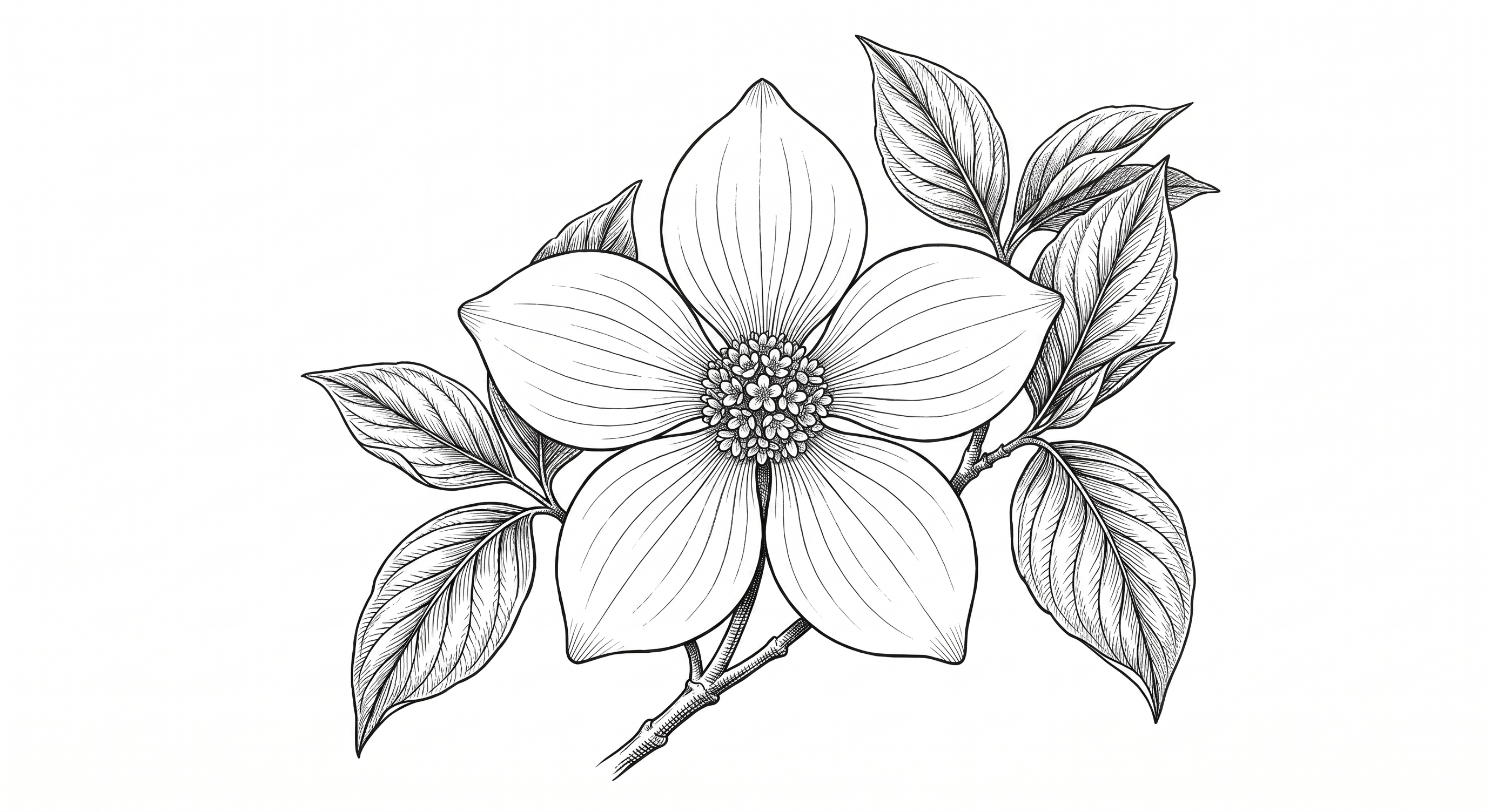 Pacific dogwood (Cornus nuttallii) botanical illustration